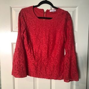 Calvin Klein bell sleeve lace top